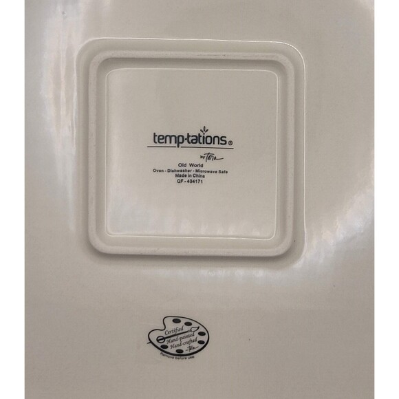 Temptations by Tara Square Old World Green 10.5" Dinner Plates NEW - Picture 3 of 4